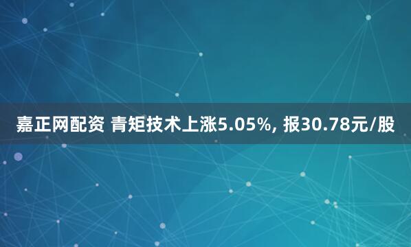 嘉正网配资 青矩技术上涨5.05%, 报30.78元/股