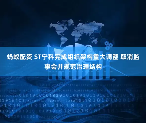 蚂蚁配资 ST宁科完成组织架构重大调整 取消监事会并规范治理结构